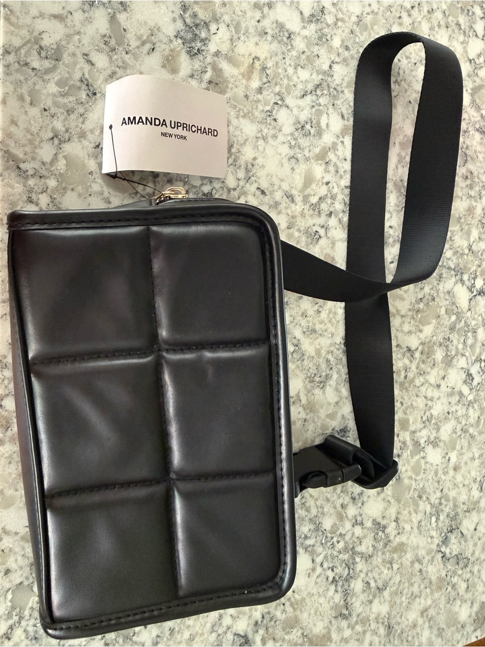Amanda Uprichard Black Quilted Crossbody Belt Bag